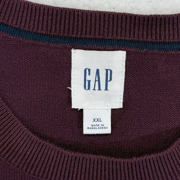 Gap Color Block Crewneck Sweater Cotton Plum Preppy Casual Academia Mens XXL NEW - Picture 7 of 11